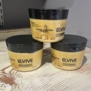 3 L’Oreal Elvive Total Repair 5 Damage Erasing Balm Protein + Almond Oil NEW